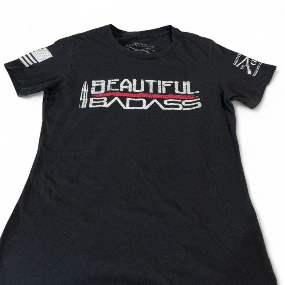 Grunt Style Beautiful Badass T-Shirt Womens Medium Black Excellent Patriotic Tee
